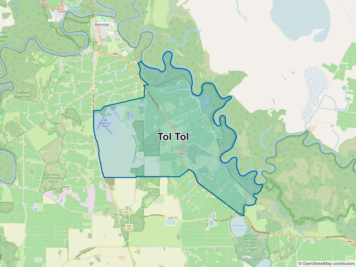 Map of Tol Tol, VIC, Australia