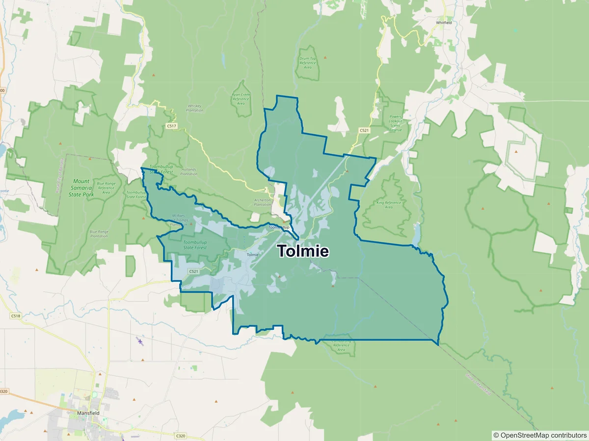 Map of Tolmie, VIC, Australia