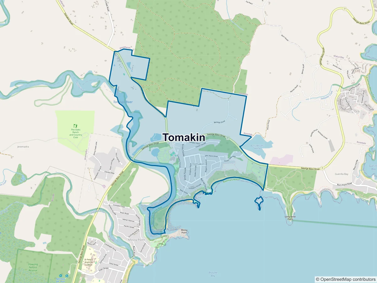 Map of Tomakin, NSW, Australia