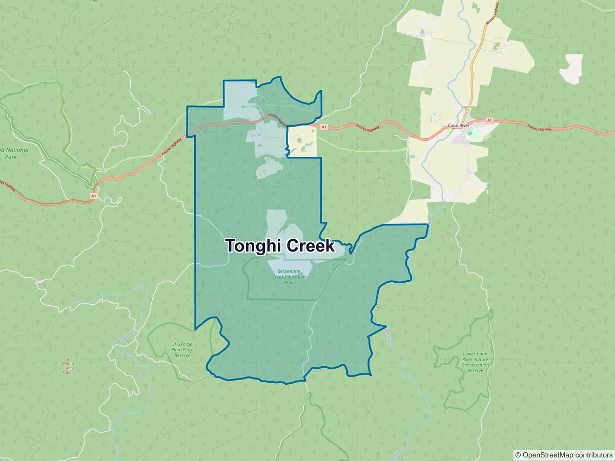 Map of Tonghi Creek, VIC, Australia