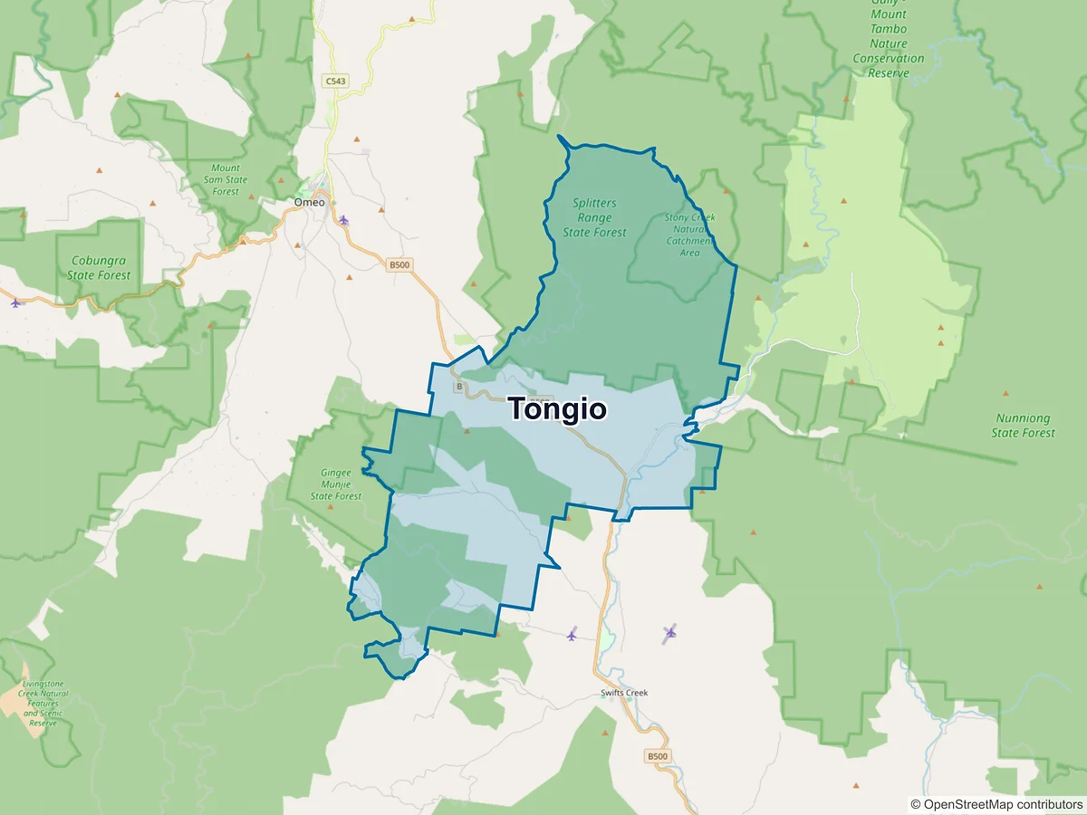 Map of Tongio, VIC, Australia