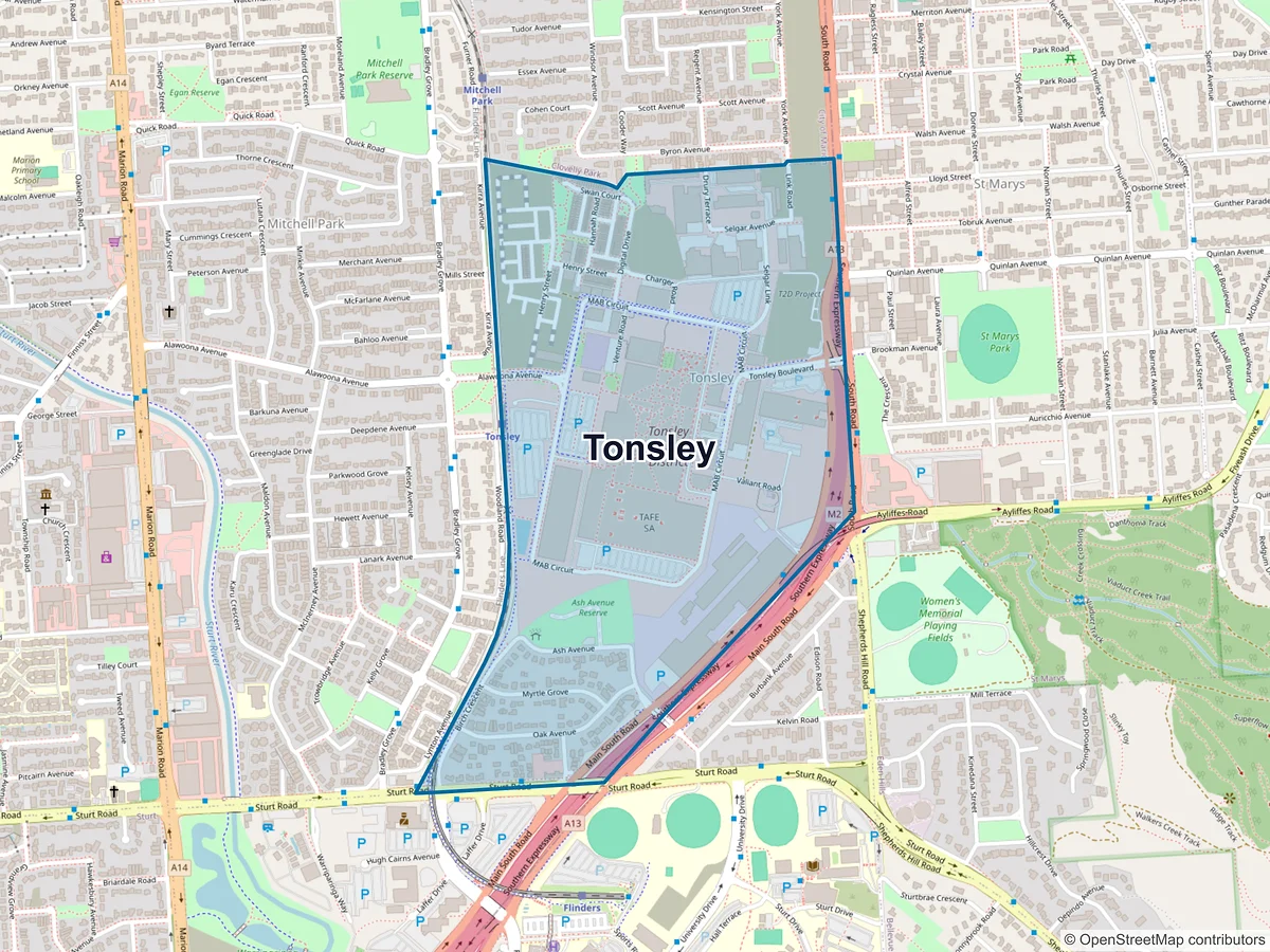Map of Tonsley, SA, Australia