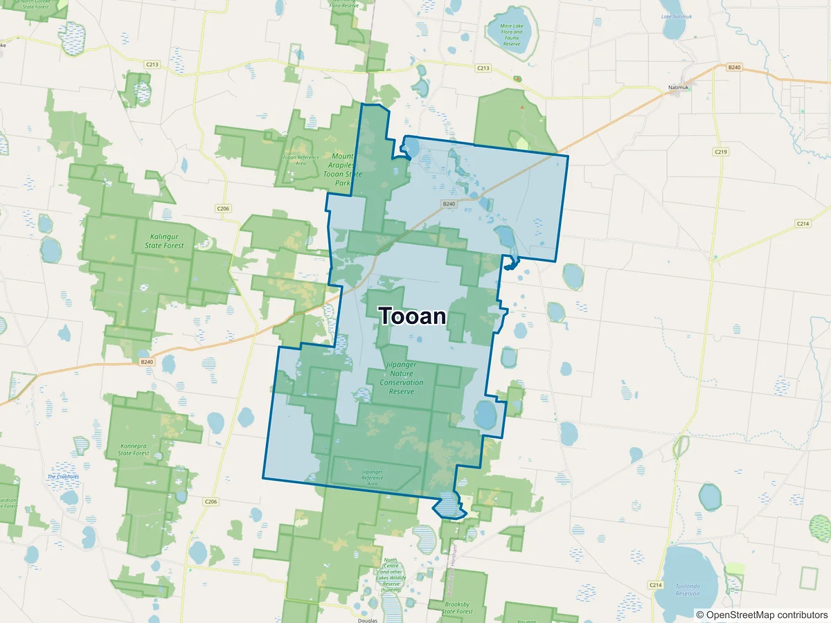 Map of Tooan, VIC, Australia