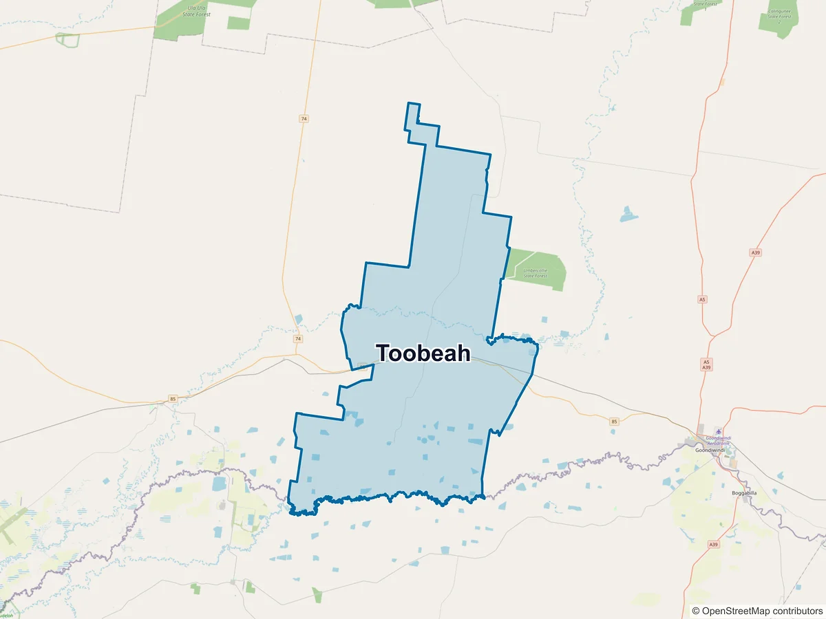 Map of Toobeah, QLD, Australia