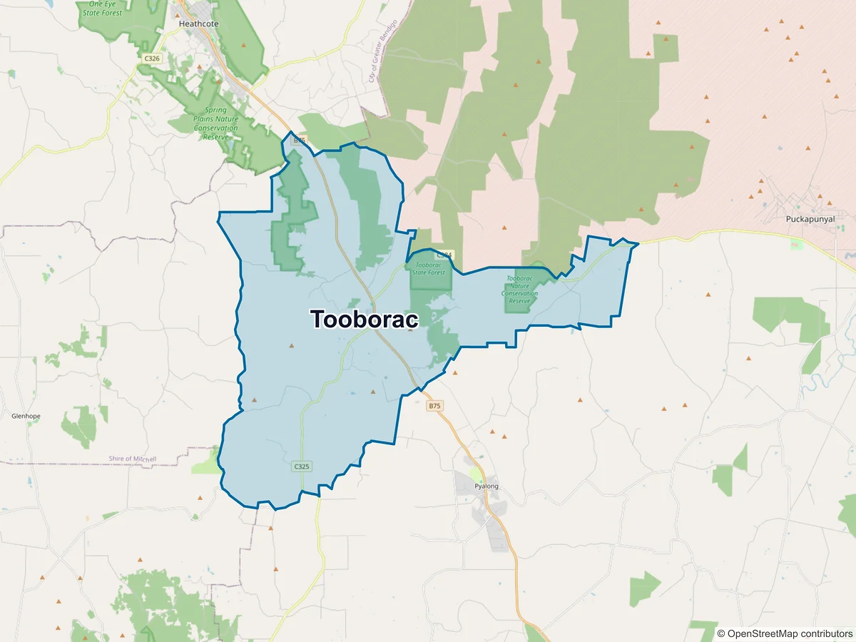 Map of Tooborac, VIC, Australia