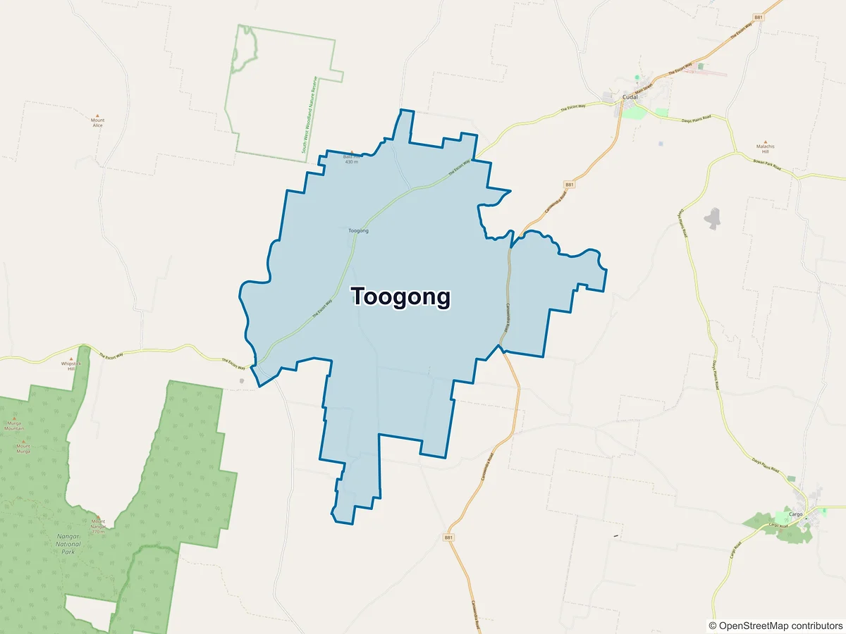 Map of Toogong, NSW, Australia