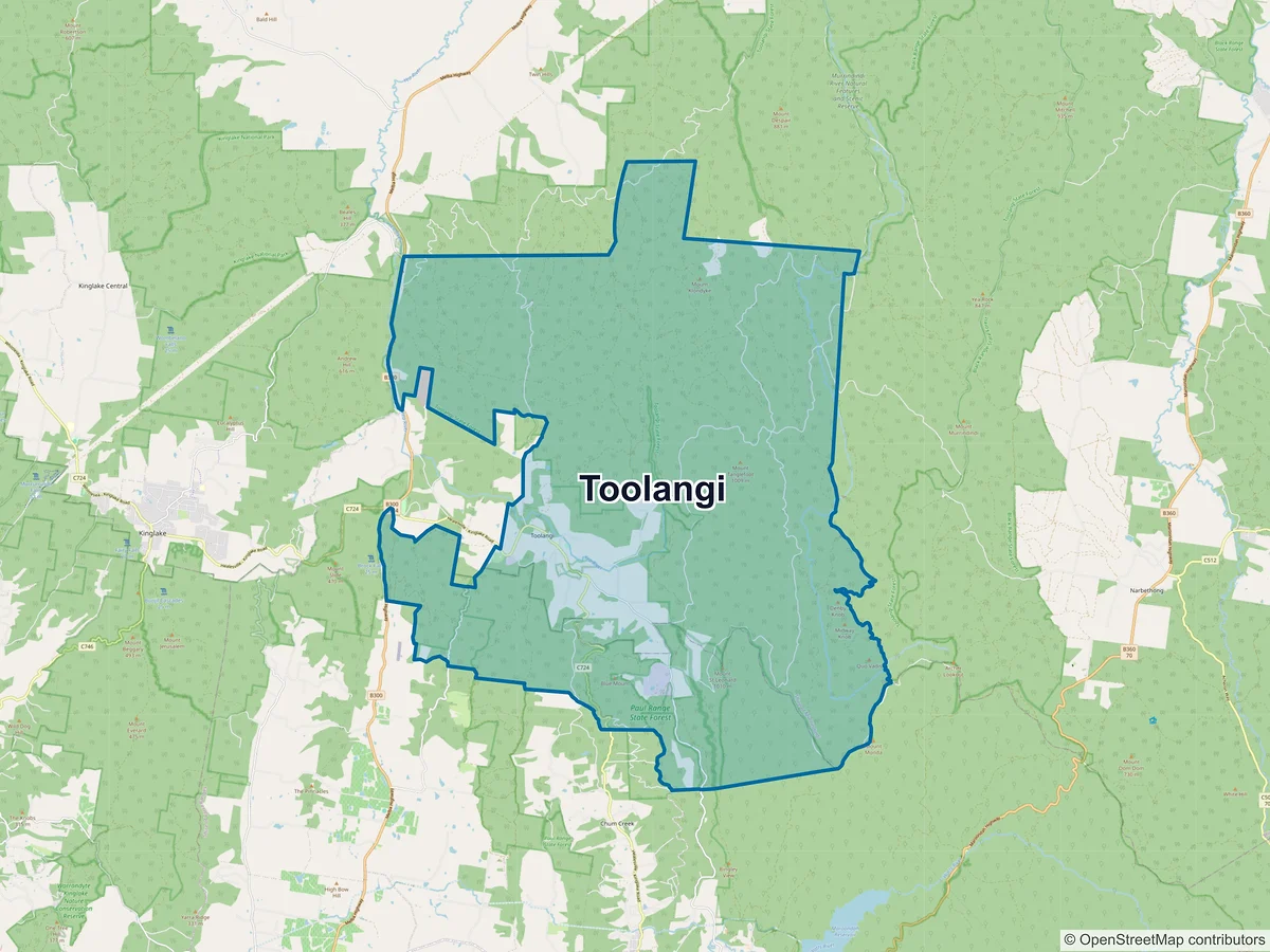Map of Toolangi, VIC, Australia
