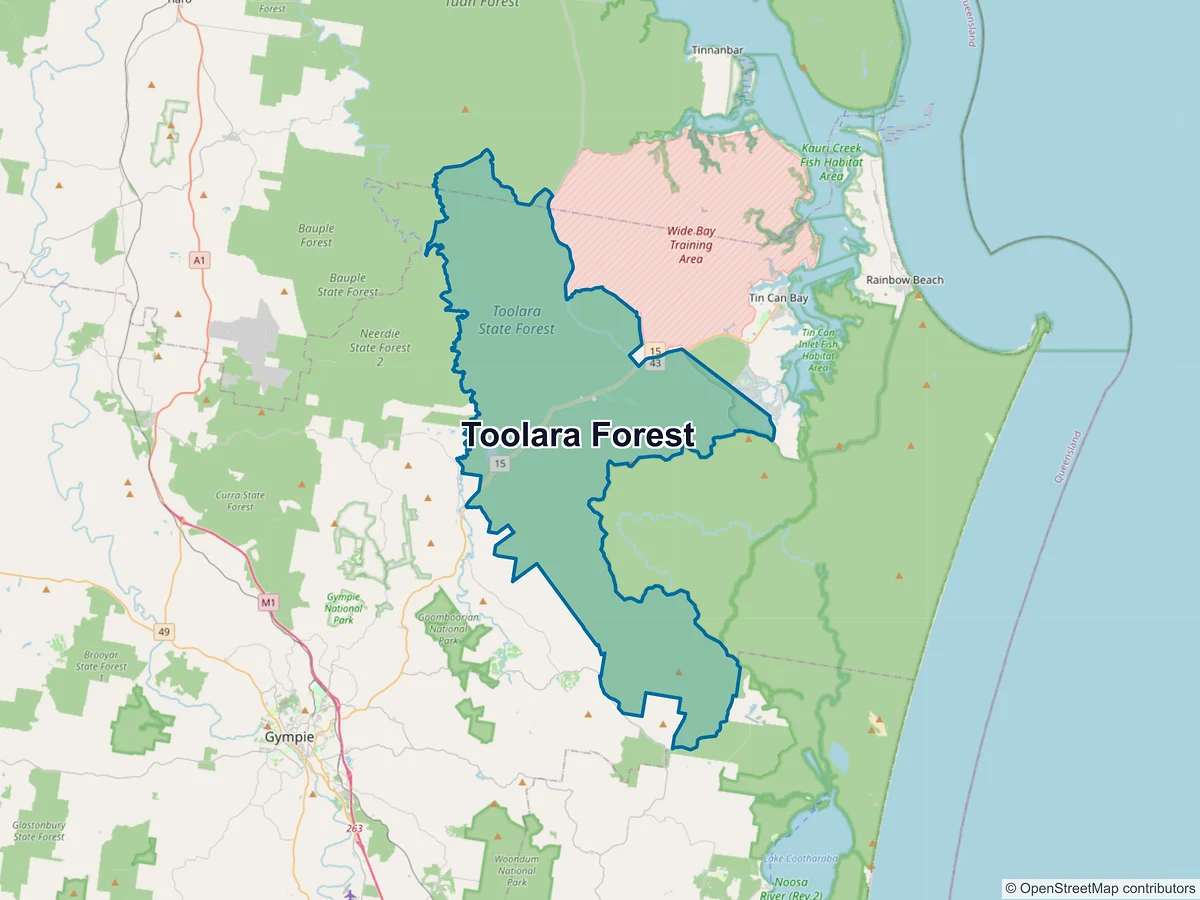 Map of Toolara Forest, QLD, Australia