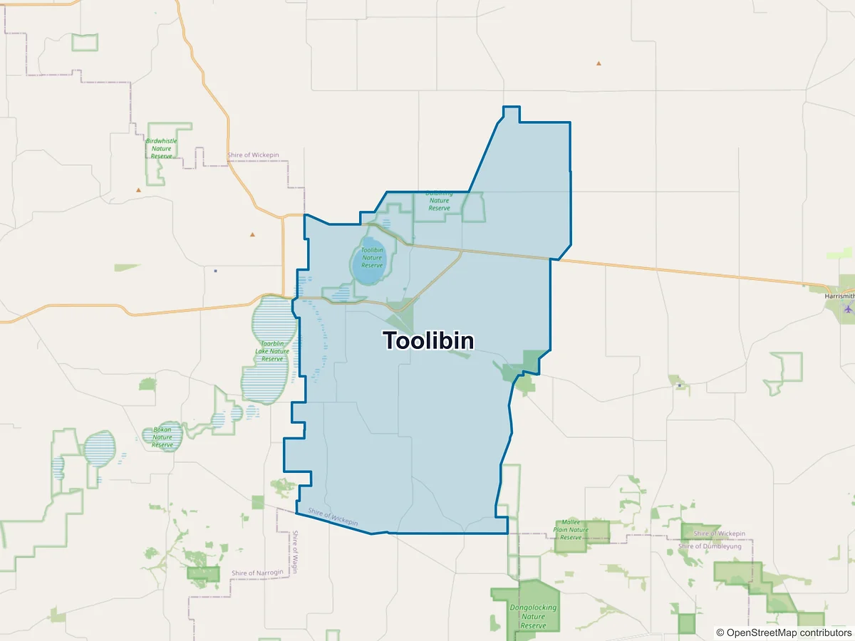 Map of Toolibin, WA, Australia