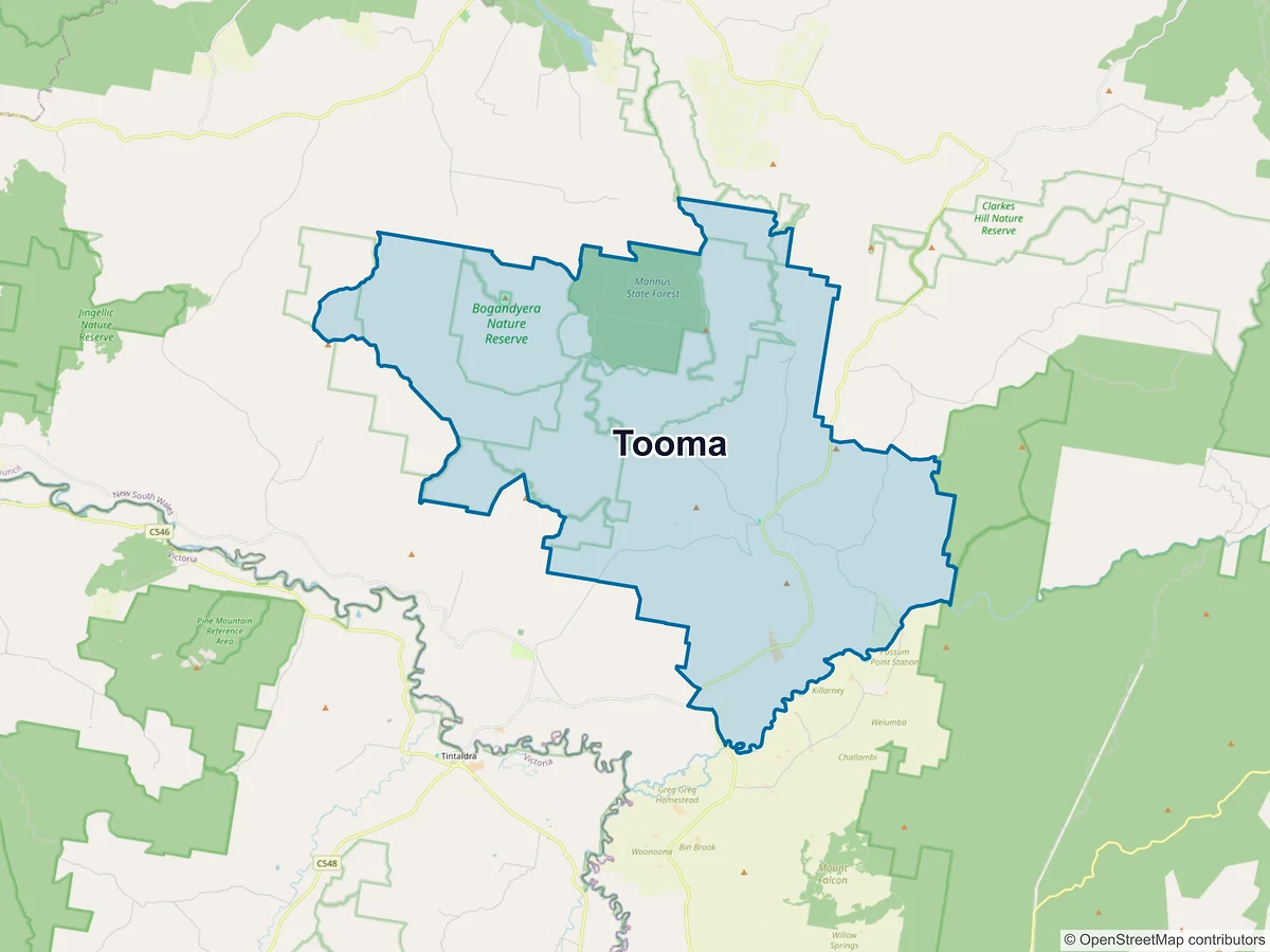 Map of Tooma, NSW, Australia