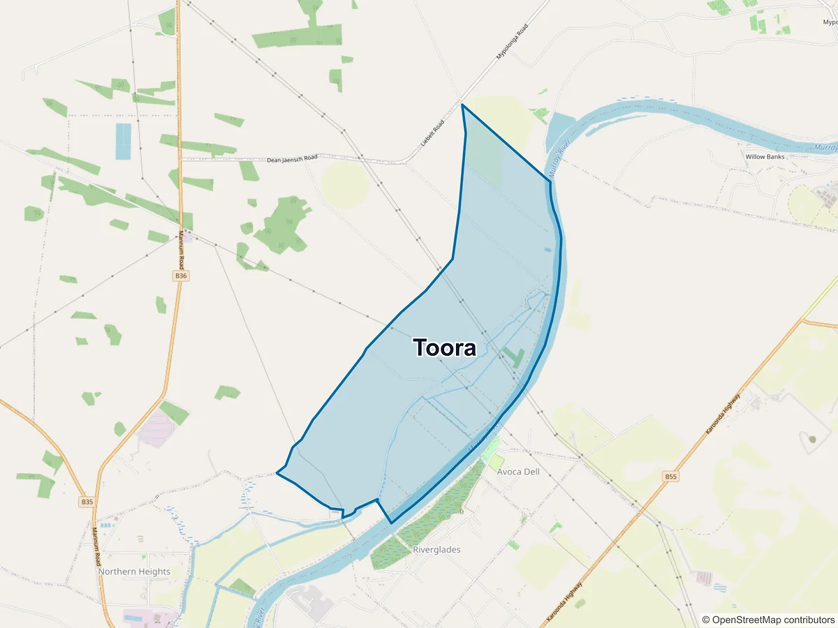 Map of Toora, SA, Australia