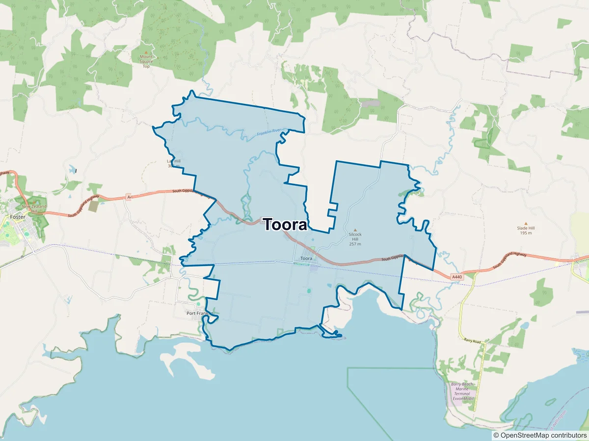 Map of Toora, VIC, Australia