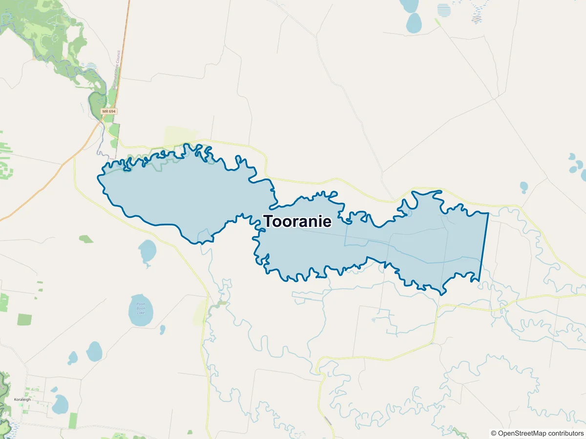 Map of Tooranie, NSW, Australia