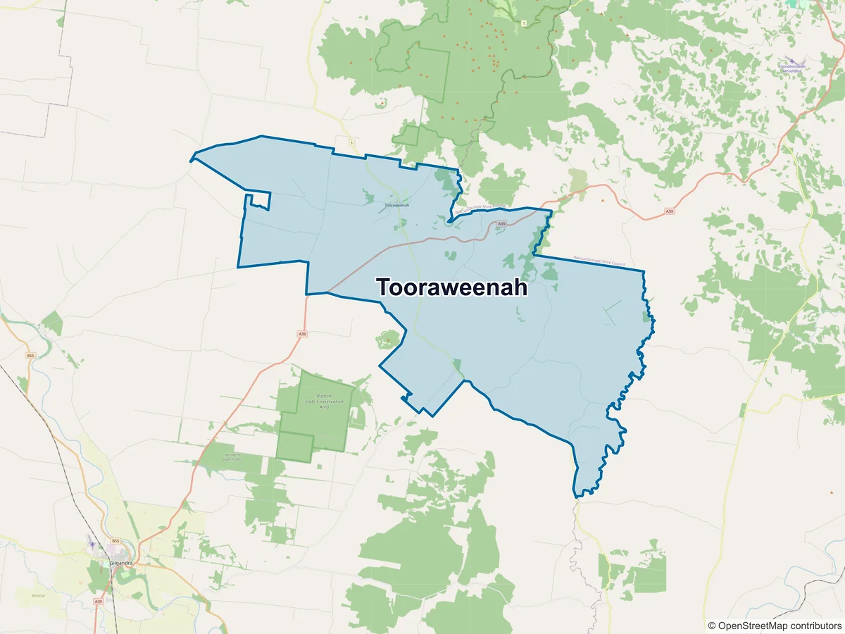 Map of Tooraweenah, NSW, Australia