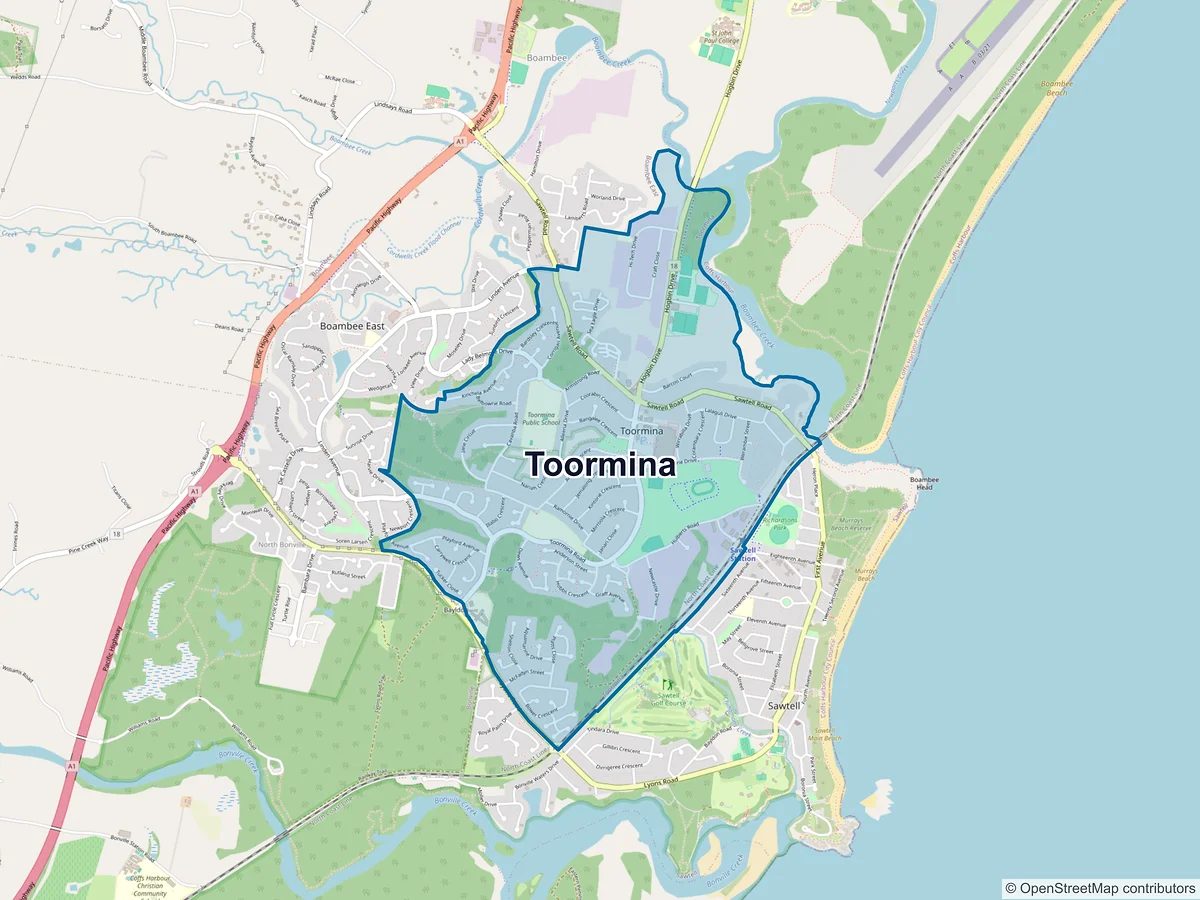 Map of Toormina, NSW, Australia