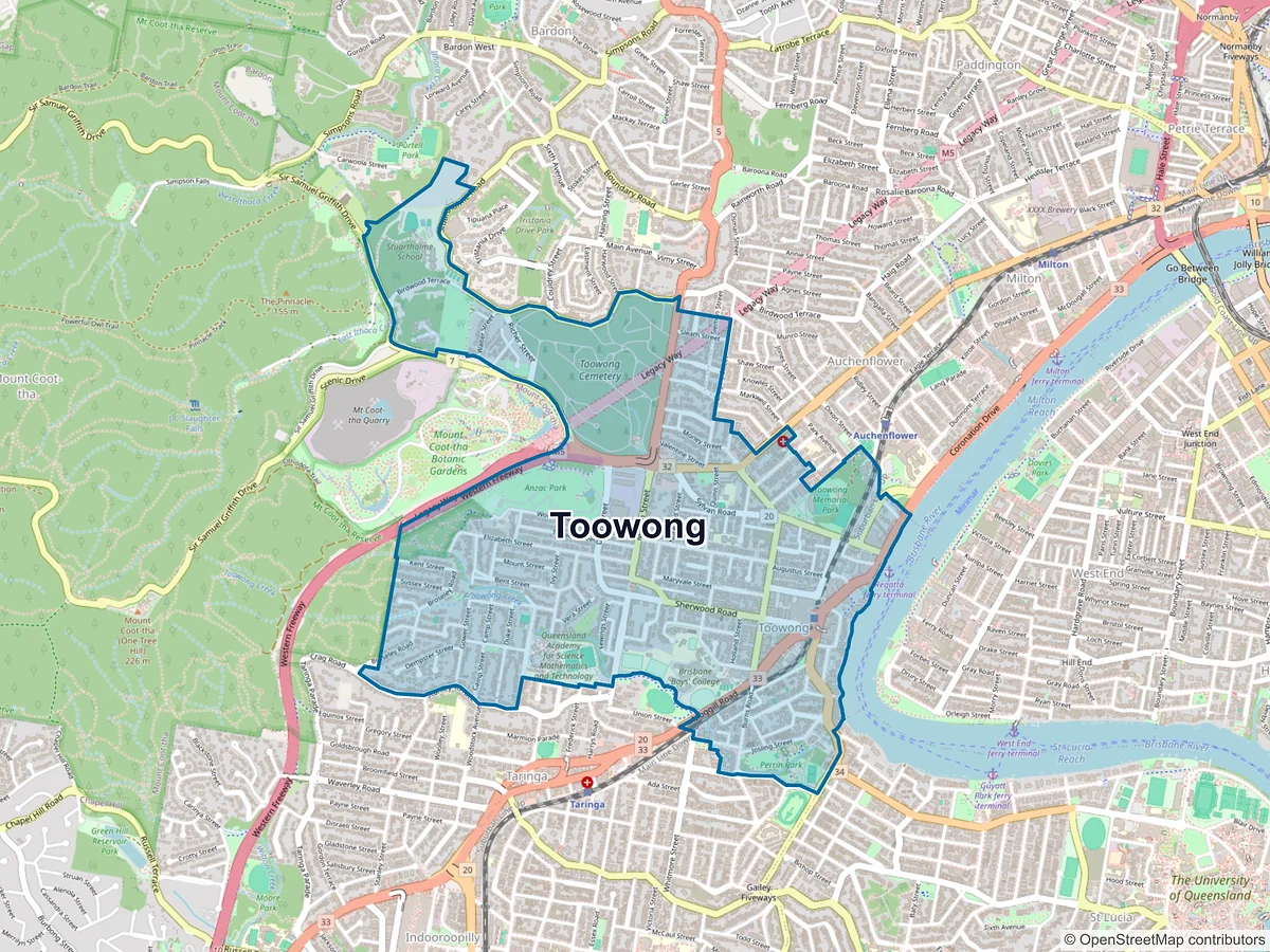 Map of Toowong, QLD, Australia
