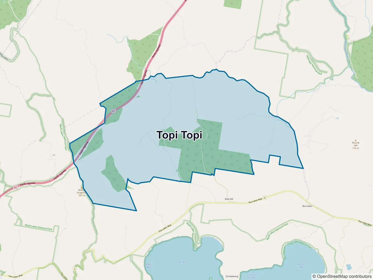 Map of Topi Topi, NSW, Australia