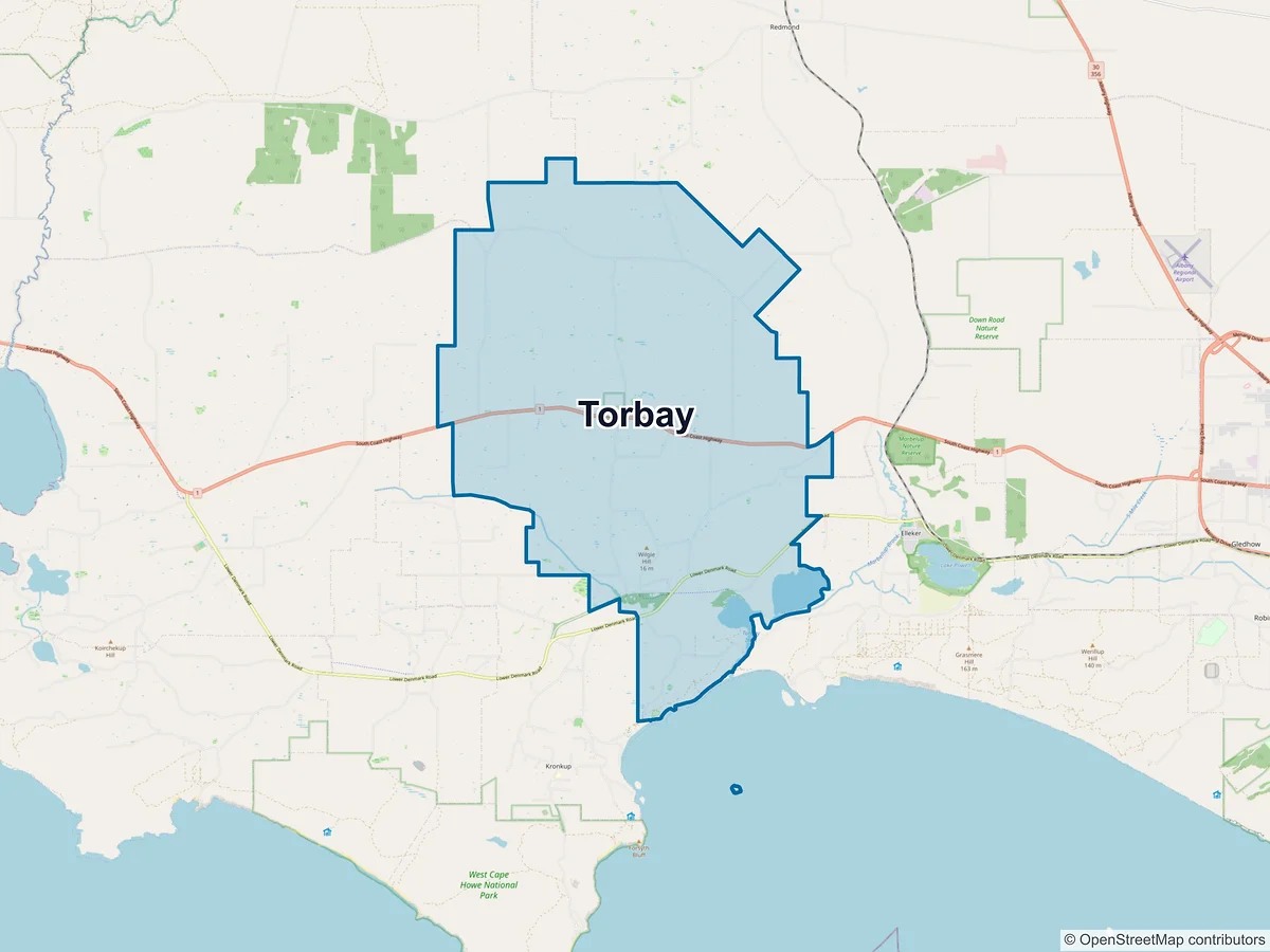 Map of Torbay, WA, Australia