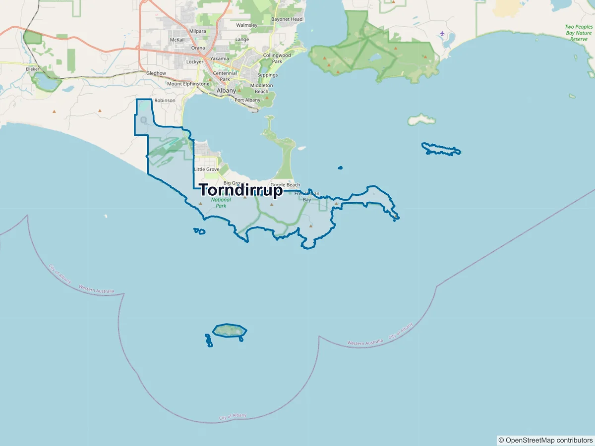 Map of Torndirrup, WA, Australia