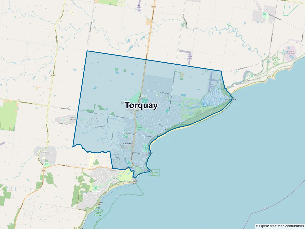 Map of Torquay, VIC, Australia