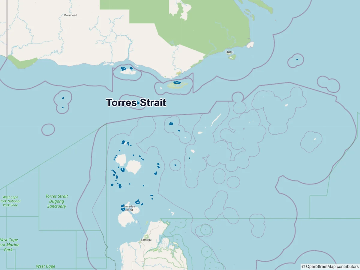 Map of Torres Strait, QLD, Australia