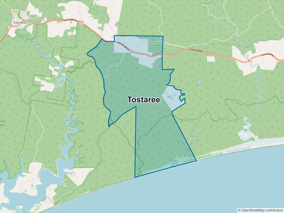 Map of Tostaree, VIC, Australia