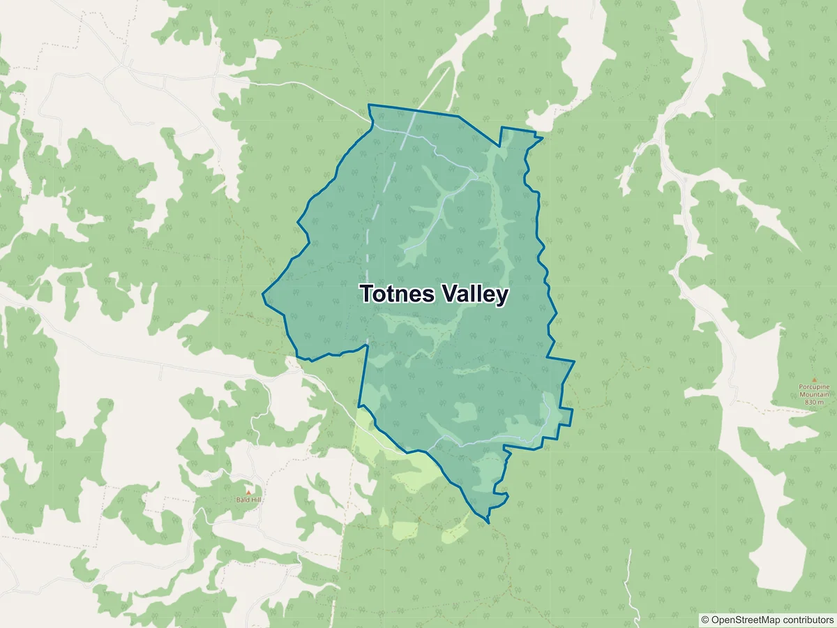 Map of Totnes Valley, NSW, Australia
