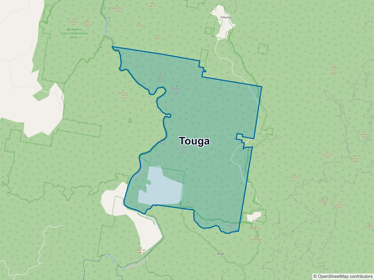 Map of Touga, NSW, Australia