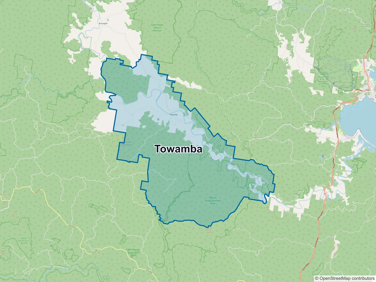 Map of Towamba, NSW, Australia