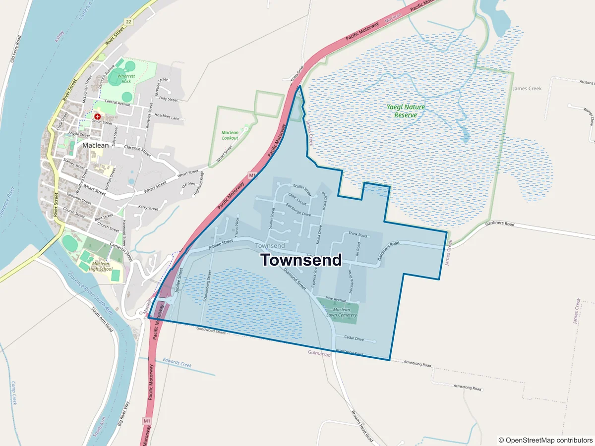 Map of Townsend, NSW, Australia