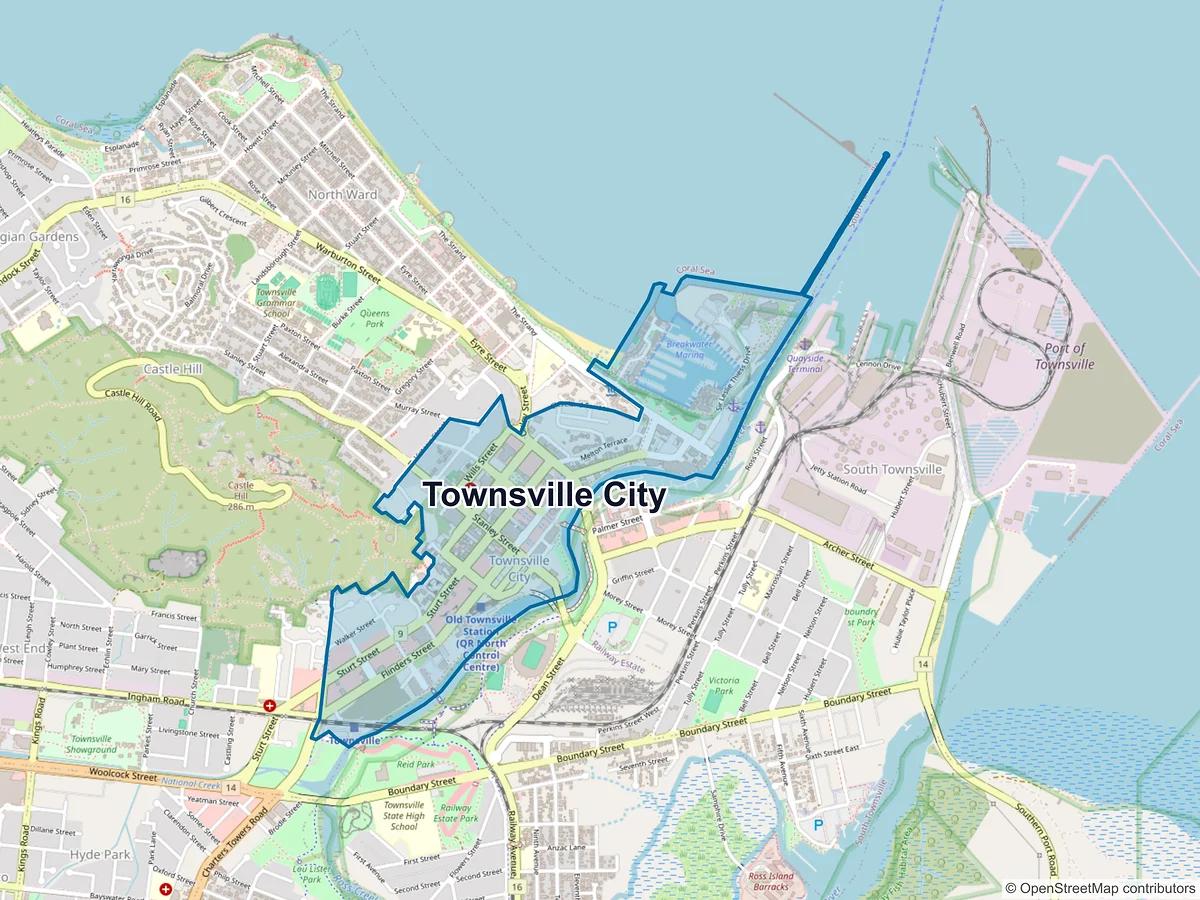 Map of Townsville City, QLD, Australia