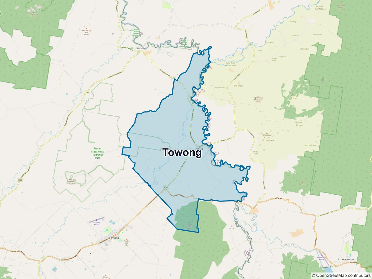 Map of Towong, VIC, Australia