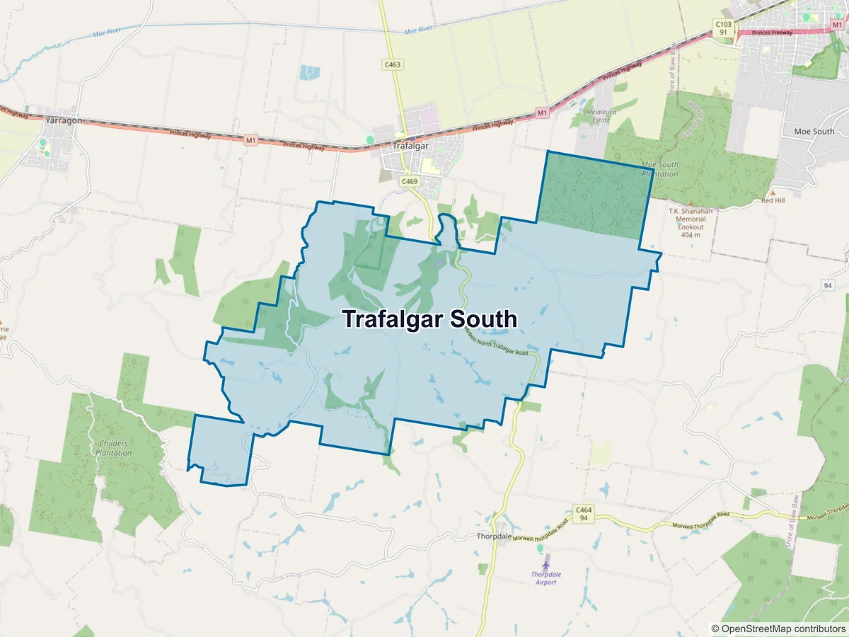 Map of Trafalgar South, VIC, Australia