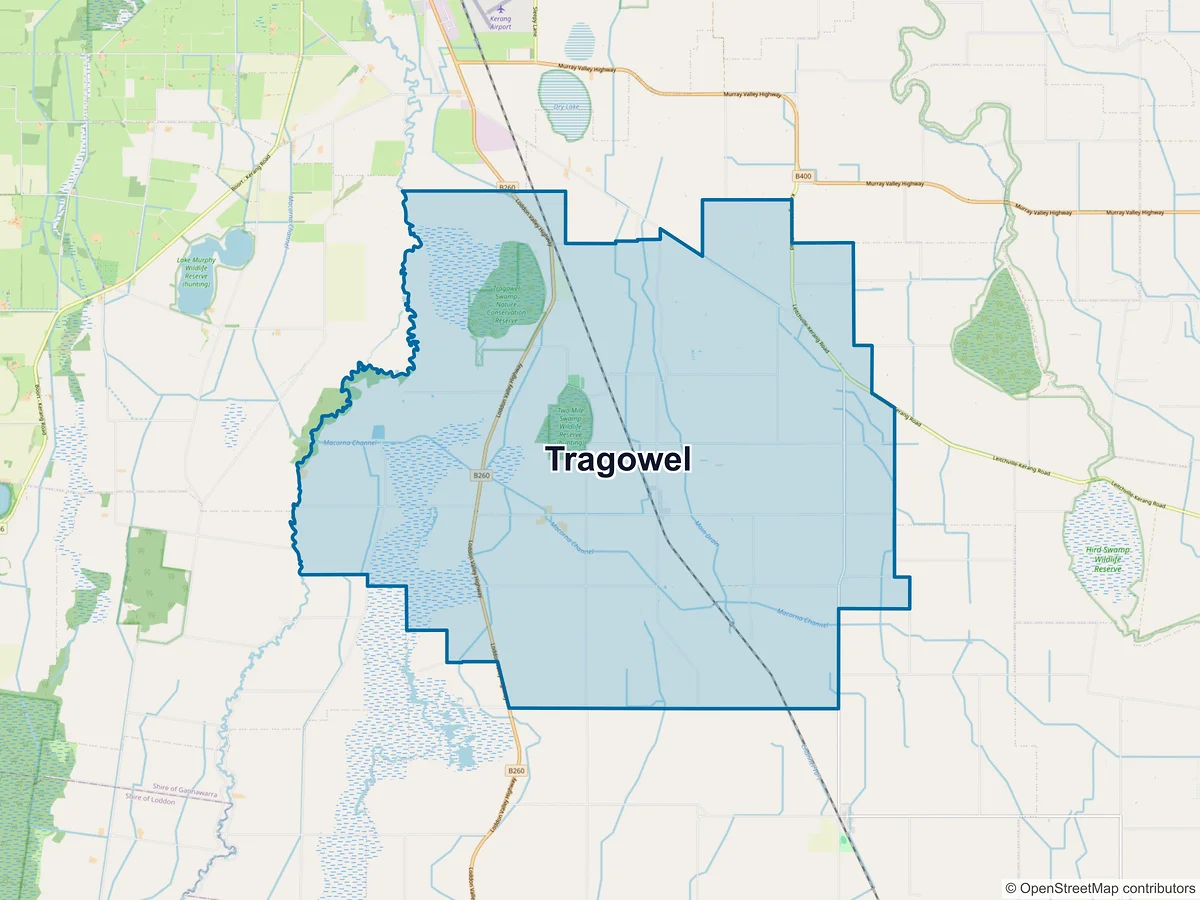 Map of Tragowel, VIC, Australia