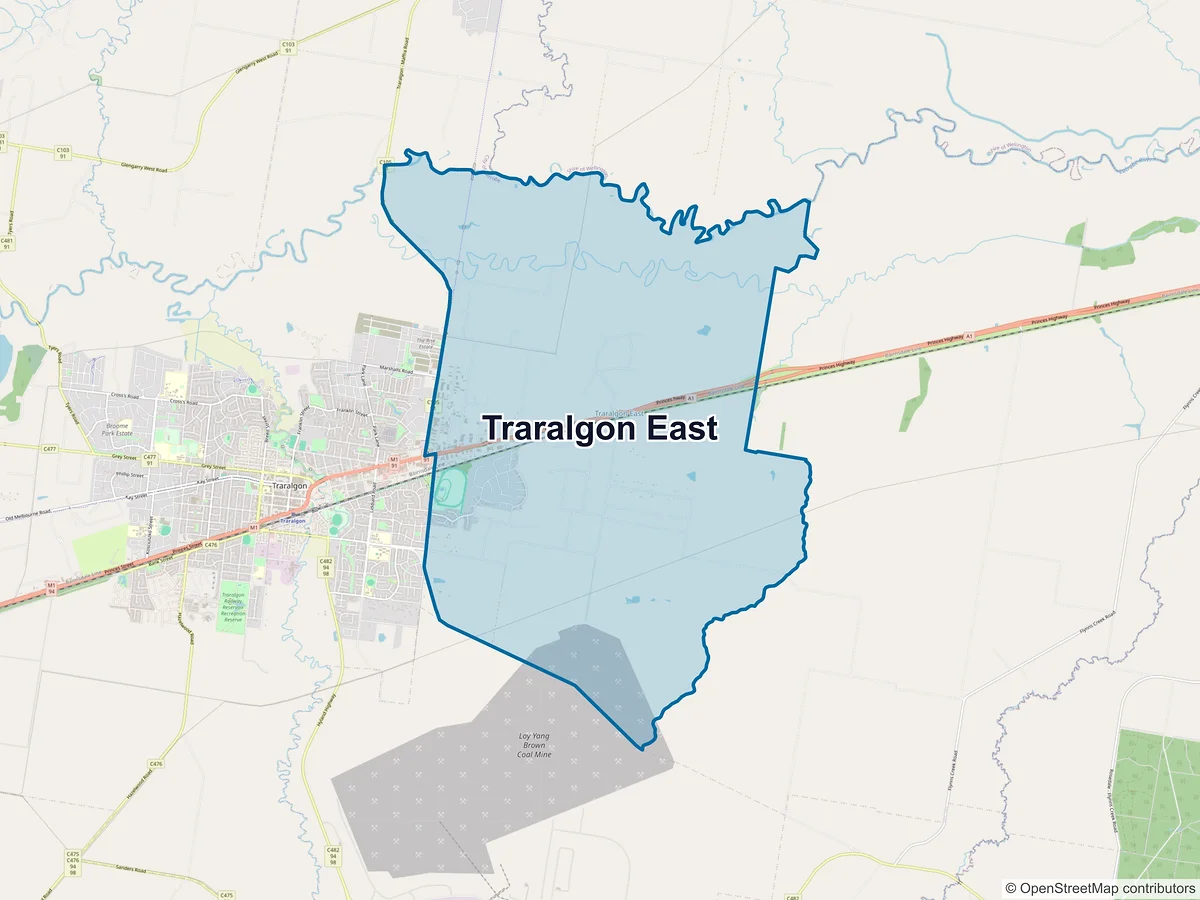 Map of Traralgon East, VIC, Australia
