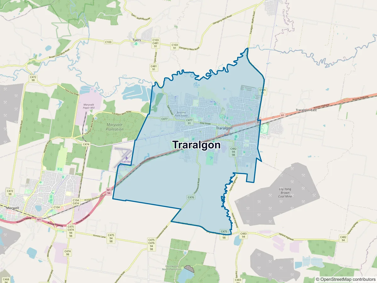 Map of Traralgon, VIC, Australia
