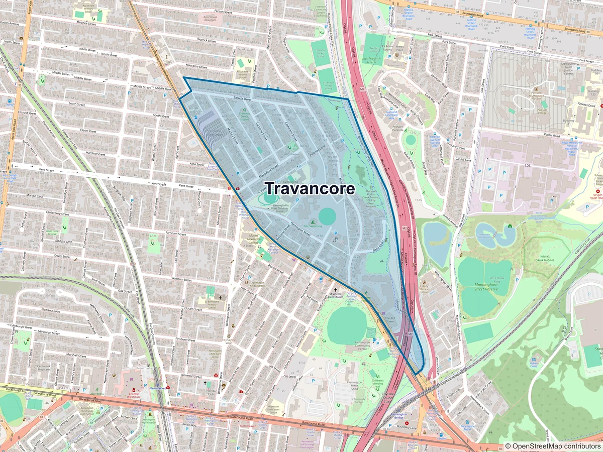 Map of Travancore, VIC, Australia