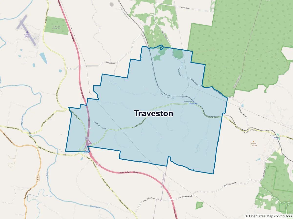 Map of Traveston, QLD, Australia