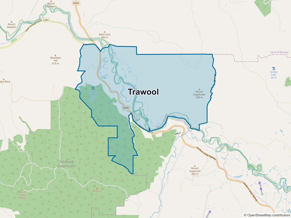 Map of Trawool, VIC, Australia