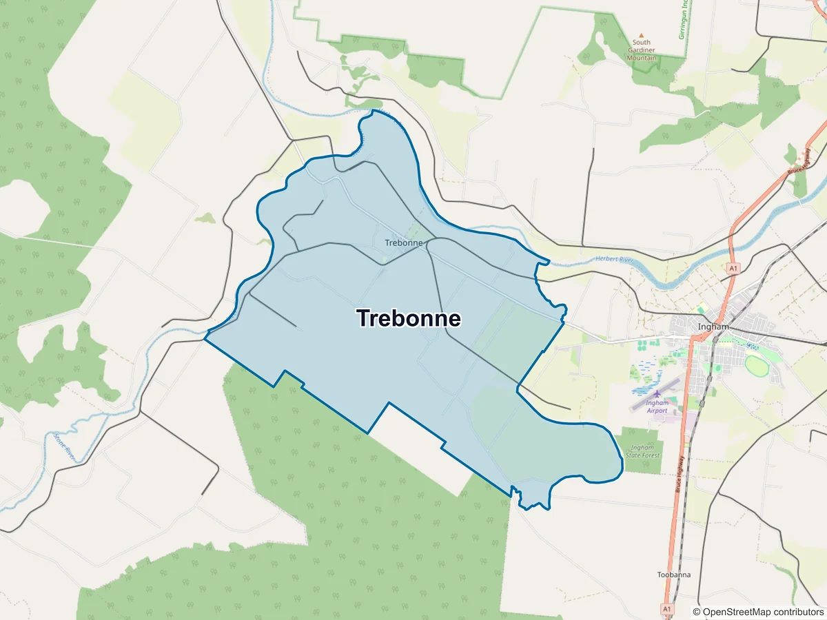 Map of Trebonne, QLD, Australia