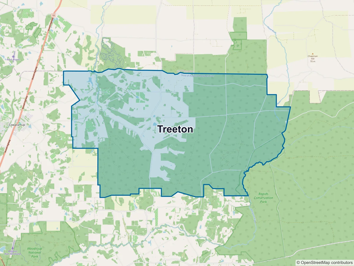Map of Treeton, WA, Australia