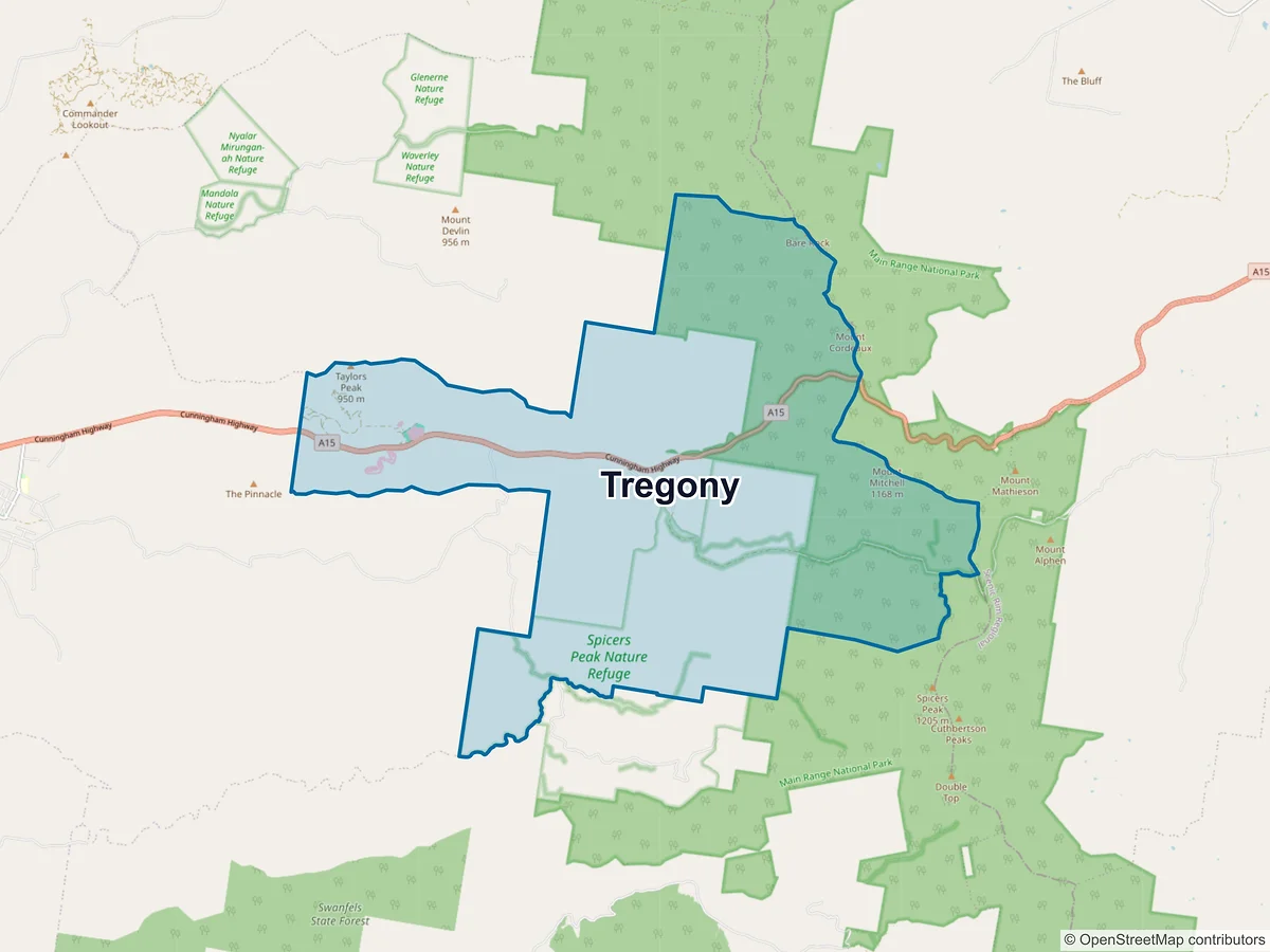 Map of Tregony, QLD, Australia