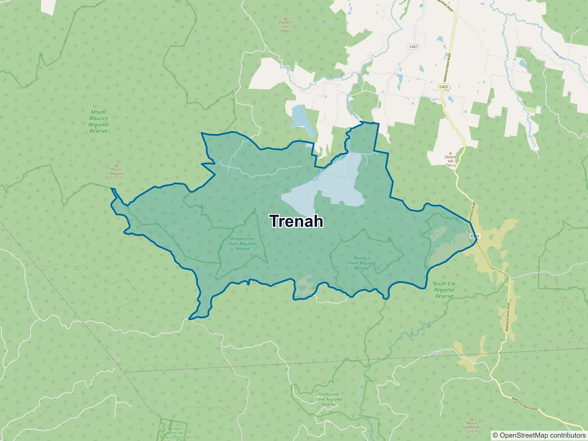 Map of Trenah, TAS, Australia