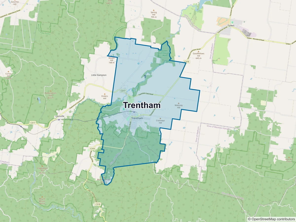 Map of Trentham, VIC, Australia