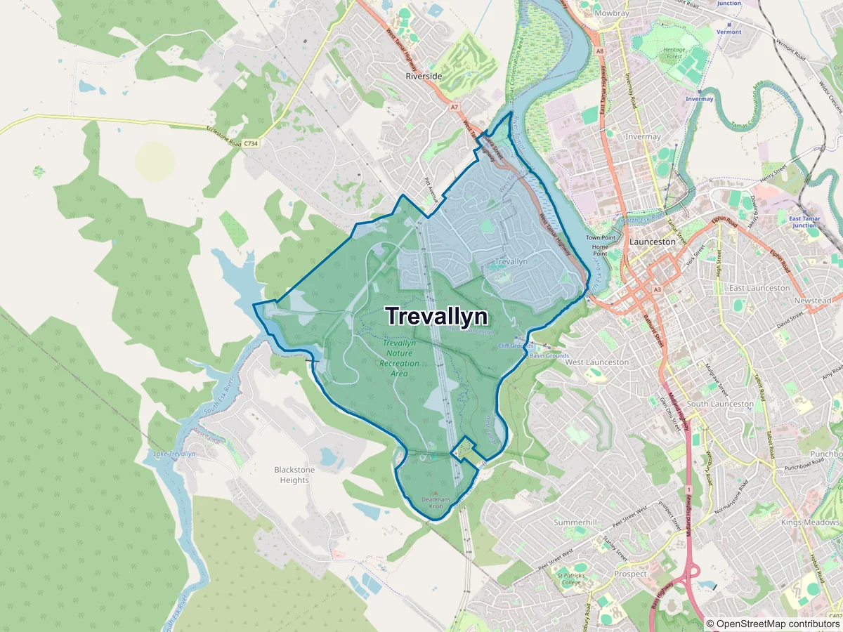 Map of Trevallyn, TAS, Australia