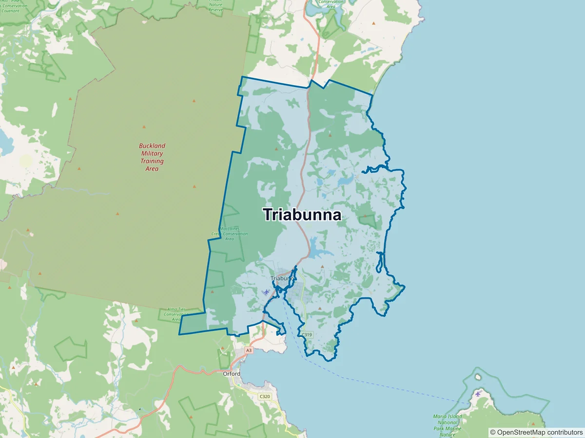 Map of Triabunna, TAS, Australia