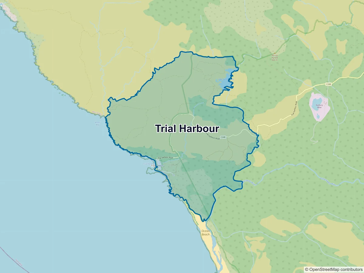 Map of Trial Harbour, TAS, Australia