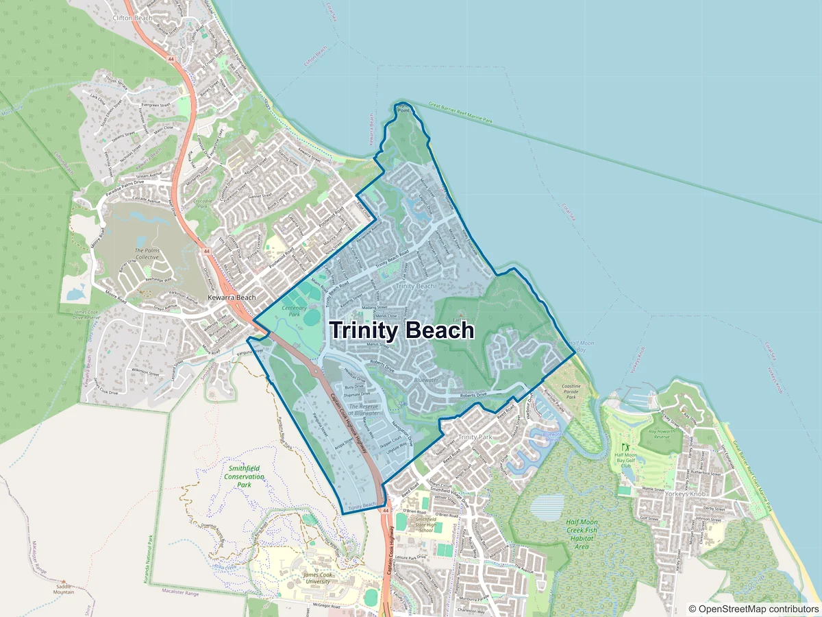 Map of Trinity Beach, QLD, Australia
