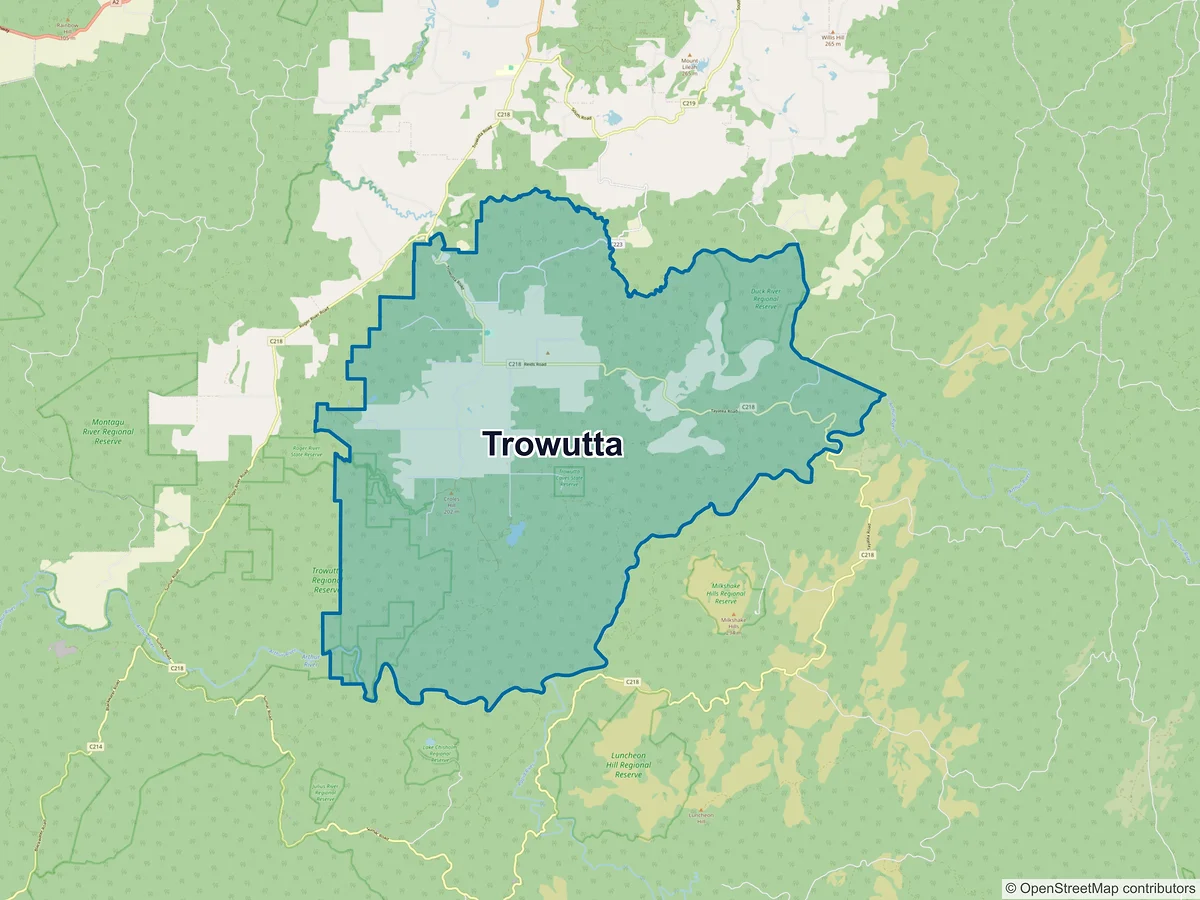 Map of Trowutta, TAS, Australia