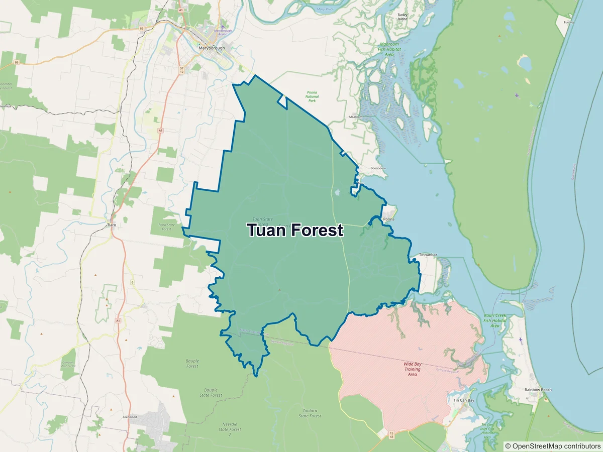 Map of Tuan Forest, QLD, Australia